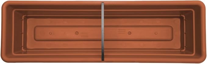 Bloem Dura Cotta Window Box Planter: 24" - Terra Cotta - with Tray, Weatherproof Resin Box, Removable Tray for Indoor & Outdoor Use, Gardening, 3 Gallon Capacity