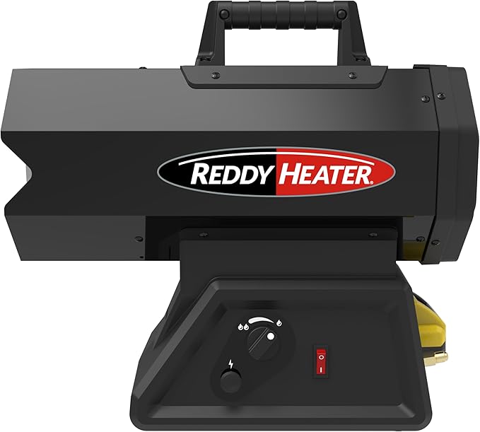 Hybrid Cordless LP Forced Air Heater, 60,000 BTU, Outdoor Propane Space Heater, CSA Certified, Adjustable Base, Enclosed Motor, 10ft Hose & Regulator, Works w/Dewalt & Milwaukee