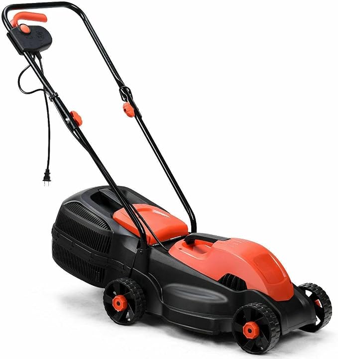 12 Amp 14 Inch Corded Electric Push Lawn Mower Electric Grass Trimmer with Grass Collection Box 1200W Powerful Motor 3 Cutting Height Easy Push Button Start Ergonomic Curved Handle by Unknown