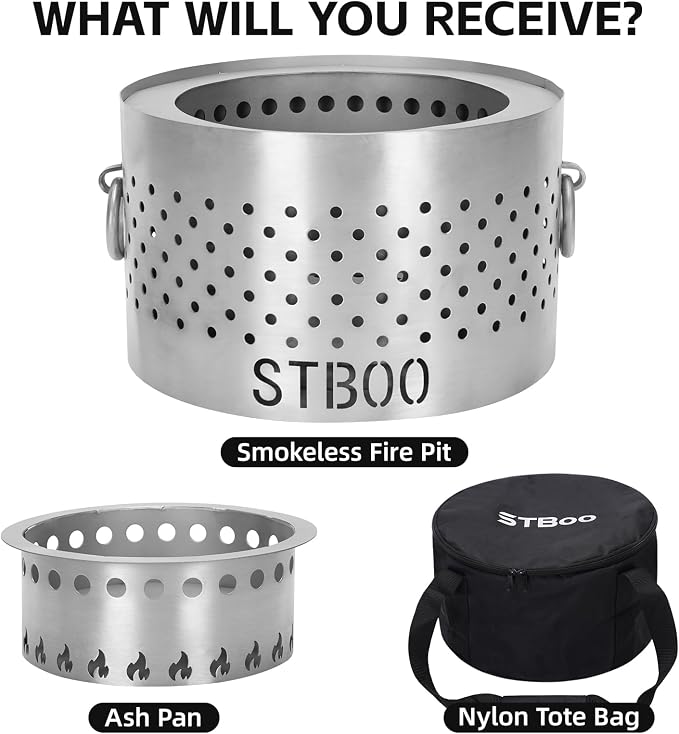 Tabletop Fire Pit with Ash Tray - Low Smoke Pellet Portable Table Top Firepit | Indoor&Outdoor Mini Personal Fireplace with Travel Bag | Small Smores Firepit for Patio, Camping,Porch,7.8inch Stainless - Image 8
