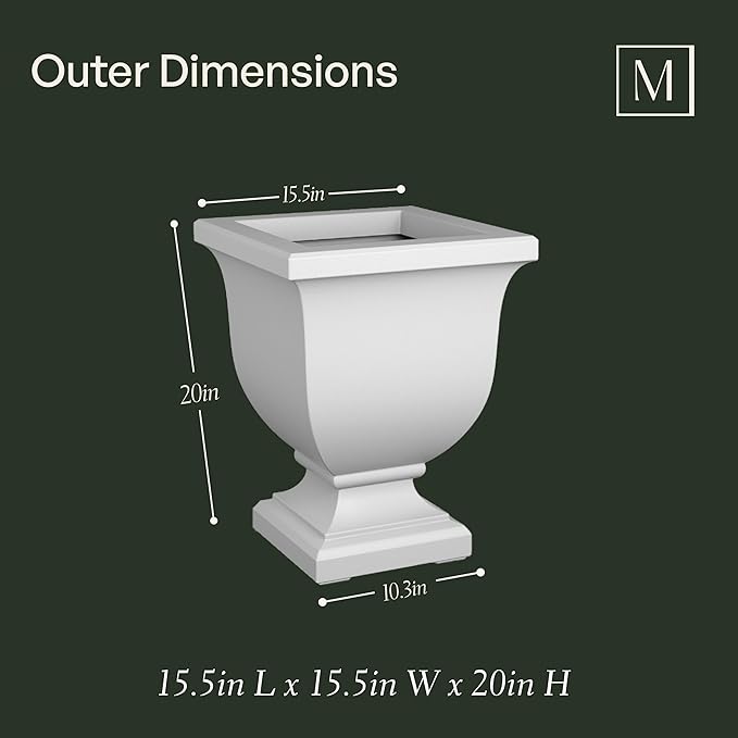 Mayne Inc. Augusta 20in Tall Planter - Black - 15in L x 15in W x 20in H - with Built-in Water Reservoir (5893-B)