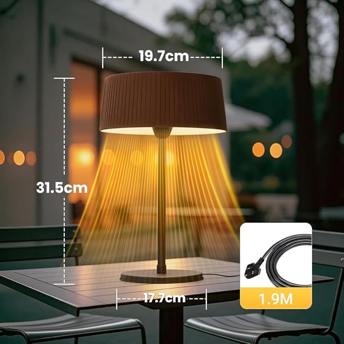 Electric Outdoor Patio Heater, 1500W Tabletop Infrared Heater for Indoor & Outdoor, IP55 Waterproof, Fast Heating, Tip-Over Protection, Perfect for Garden, Balcony, Garage, Porch (brown, tabletop)
