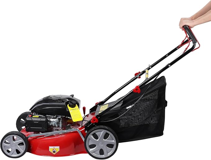141cc 4-Stroke Gas Powered Lawn Mower with 50L Big Grass Tank,Self Propelled Gas Lawn Mower,Foldable Cordless Push Mowers Tractors for Yard & Garden Big Wheels,Ergonomic Handle,2850RPM Red - Image 6