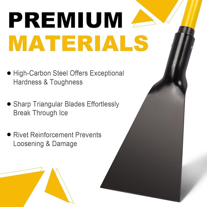 Nohovu Snow Shovel for Driveway Ice Removal, Heavy Duty Ice Scraper with Fiberglass Handle, 56 Inches - Image 2