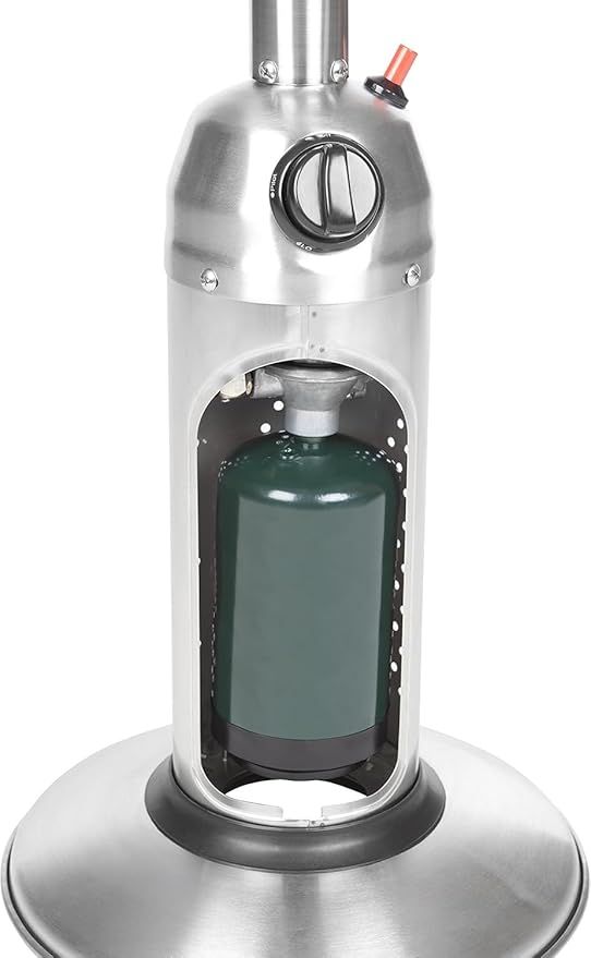 Portable Patio Heater Outdoor Tabletop Lightweight Propane 10,000 BTU Auto-Shutoff Valve CSA Approved - Stainless Steel