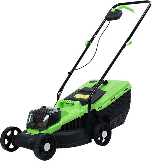 12.6" Electric Lawn Mower, Self-Propelled Cordless Lawn Mower with 3 Position Height Adjustable, 3-in-1 Mulching, Side Discharge & Rear Bag, Foldable Push Lawn Mowers for Yard, Garden (Green) by Unknown