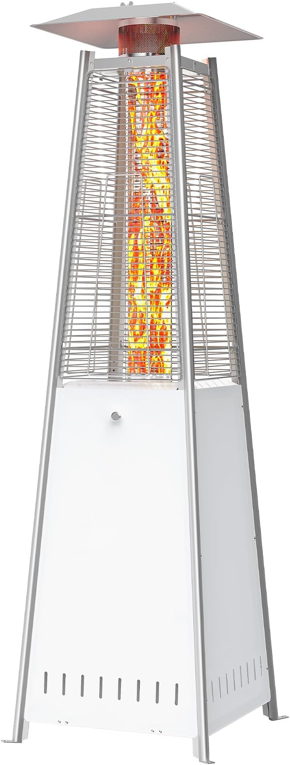 OLIXIS 48000 BTU LED Pyramid Patio Heater, Outdoor Heater with Wheels and Ignition, LED Propane Patio Heater for Home, Backyard, Garden, Deck, Patio