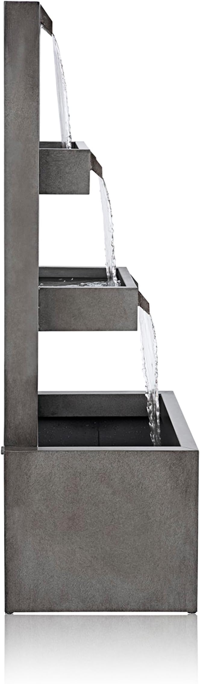 Alpine Corporation 43" Tall Multi-Tier Waterfall Fountain - Industrial Style Water Feature for Garden, Patio, Yard, Backyard, Relaxing Water Flow, and Serene Landscaping, Gray