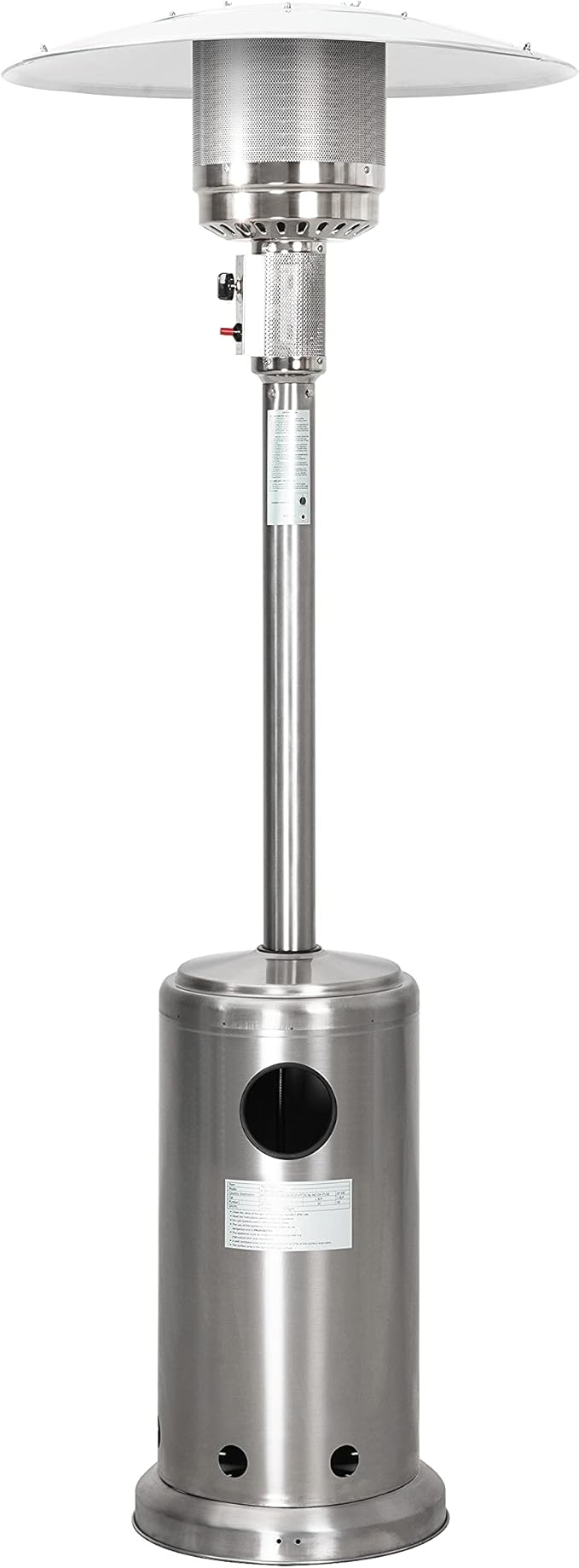 Nuu Garden Outdoor Propane Patio Heater, 46,000 BTU with Stainless Steel Propane Gas Patio Heater and Wheels, Silver for Garden and Terrace
