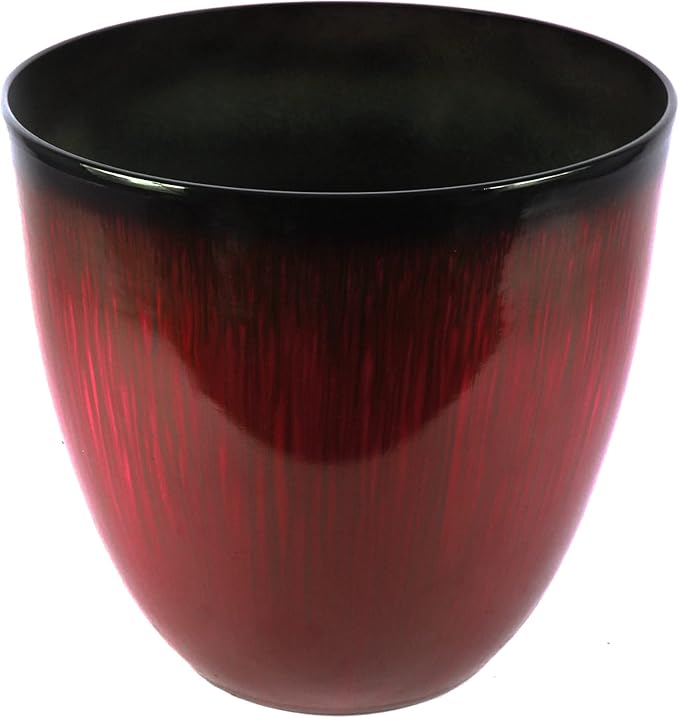 Gardener Select (EPR18-105) Large Egg Shaped Planter - Modern Indoor & Outdoor Decorative Flower Pot/Box (18 Inch, Red Flower)