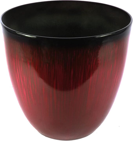 Gardener Select (EPR18-105) Large Egg Shaped Planter - Modern Indoor & Outdoor Decorative Flower Pot/Box (18 Inch, Red Flower)