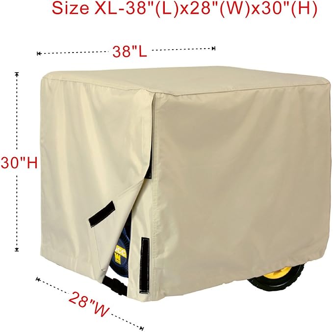 Porch Shield Waterproof Universal Generator Cover 38 x 28 x 30 inch, for Most Generators 5500-15000 Watt, Light Tan - Image 2