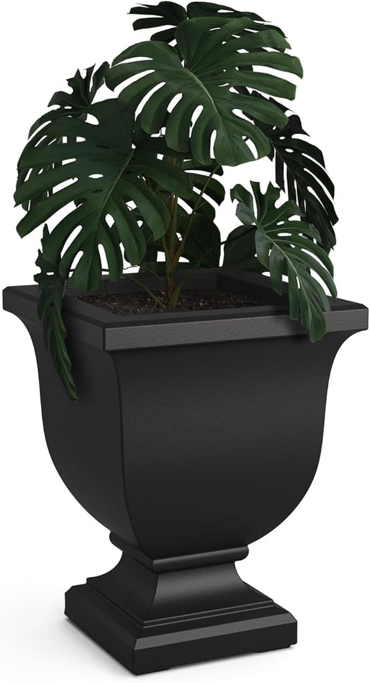 Mayne Inc. Augusta 20in Tall Planter - Black - 15in L x 15in W x 20in H - with Built-in Water Reservoir (5893-B)