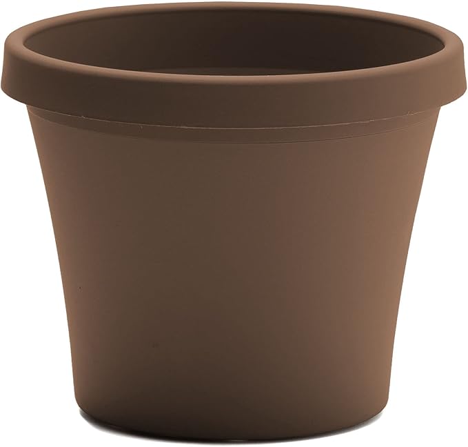 Bloem Terra Pot Round Planter: 16", Chocolate, (No Saucer Included) Matte Finish, Durable Resin, Traditional Style Pot, For Indoor and Outdoor Use, Gardening, 8 Gallon Capacity, Saucer Sold Separately