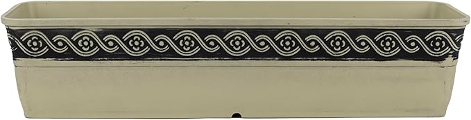 Classic Home and Garden Corinthian Resin Flower Pot Rectangle Planter, Concrete Grey, 18"