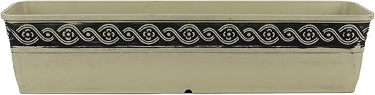 Classic Home and Garden Corinthian Resin Flower Pot Rectangle Planter, Concrete Grey, 18"