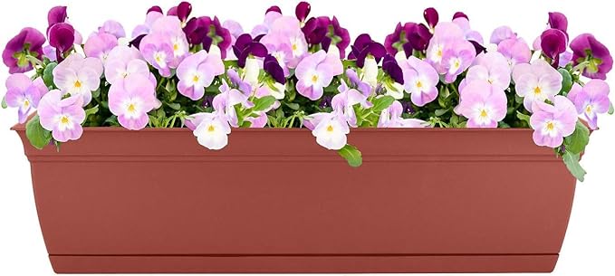 The HC Companies 24" Eclipse Plastic Window Box 7.76"x24"x6.57" in Clay Color
