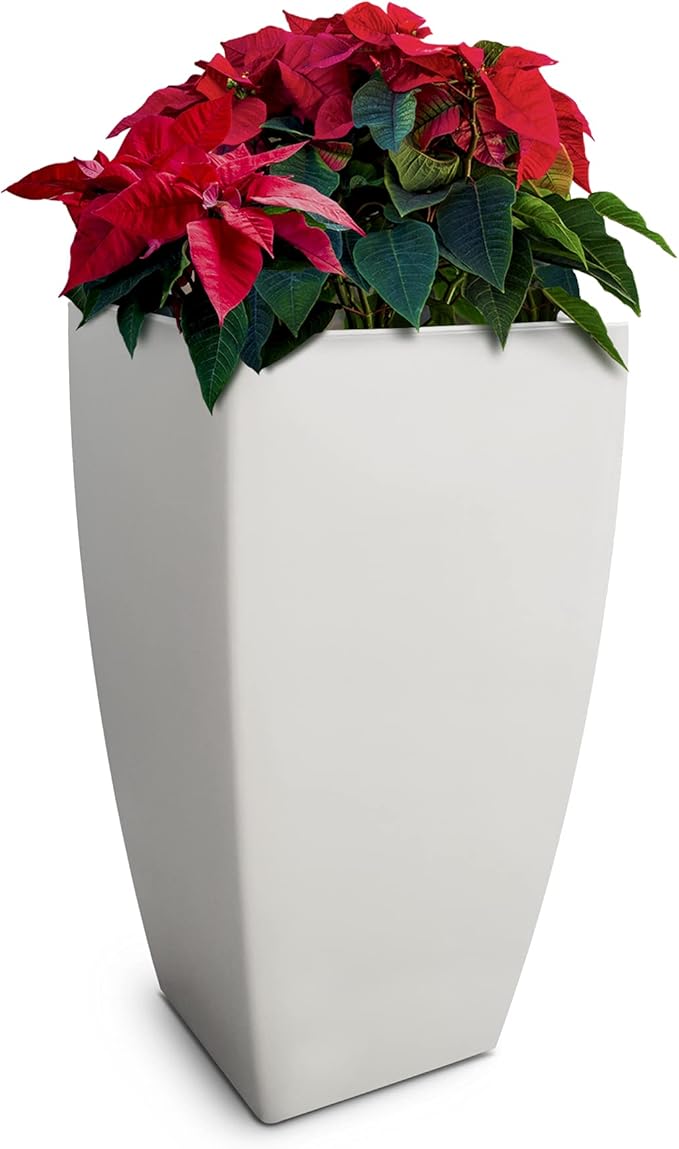 Mayne Kobi 32-Inch Tall Planter – Self-Watering, Weather-Resistant Planter for Flowers – Durable Indoor/Outdoor Design for Patio, Porch, or Entryway