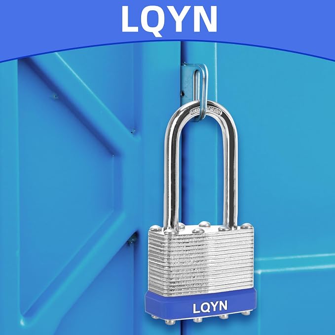Padlocks with Same Key, LQYN 24 Pcs Laminated Keyed Padlock (1-9/16", 40mm), Keyed Alike Locks, Long Shackle, for Storage Locker, Hasp Latch, Toolbox, Sheds - Image 6