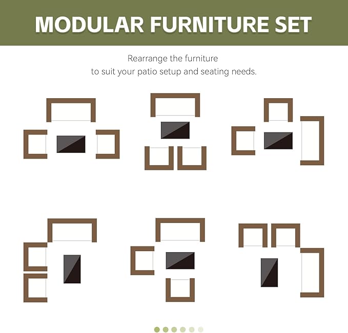 Patio Furniture Set 4 Pieces, Outdoor Rattan Furniture with Tempered Glass Coffee Table, Modern Rattan Patio Chairs Conversation Sets with Sofa for Garden, Terrace, Porch, Lawns Brown/Beige
