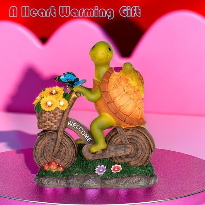 Garden Solar Turtle Statue With Lighted Sunflower - Outdoor Figurine for Garden Decor, Turtle Gifts for Women
