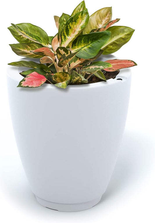 Mayne Caprio 18in Tall Planter - White - 16in L x 16in W x 18in H - Built-in Water Reservoir - Double Wall Planter (5905-W)