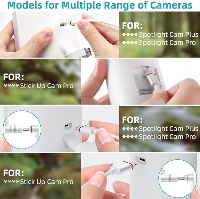 2PCS Barrel Plug to USB-C Adapter for Ring USB C Outdoor Cameras, Barrel Adapter Compatible with Ring Solar Panel for Stick Up Cam and Spotlight Cam Pro, White - Image 2