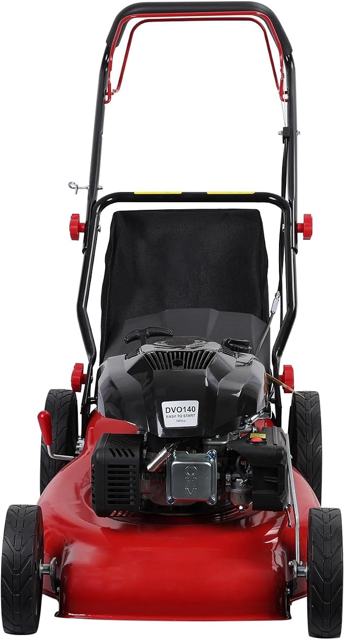 141cc 4-Stroke Gas Powered Lawn Mower with 50L Big Grass Tank,Self Propelled Gas Lawn Mower,Foldable Cordless Push Mowers Tractors for Yard & Garden Big Wheels,Ergonomic Handle,2850RPM Red - Image 7
