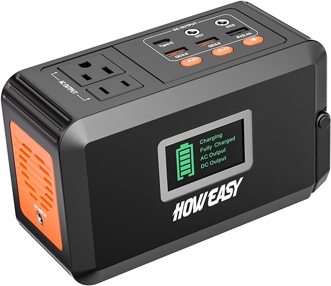 HOWEASY Portable Power Station,120W(240W Peak) Solar Generator,88Wh Lithium Battery Power with 110V AC Outlet/DC/USB/LED Light for Outdoor Camping Trip Hunting Emergency(Solar Panel Optional) by HOWEASY