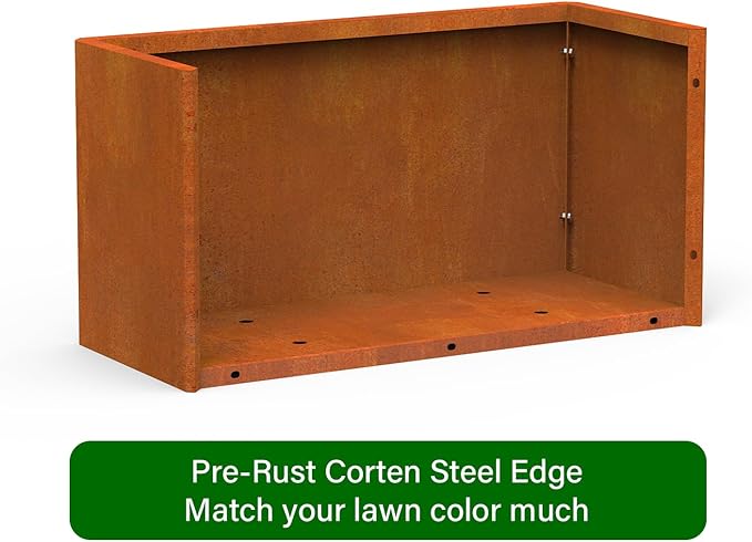 Co rten Steel Planters - 25x11x13H Inch, Rectangular Planter for Patio, Garden, Porch - Brown