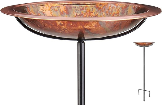 Good Directions Fired Copper Bird Bath on Garden Pole 13"
