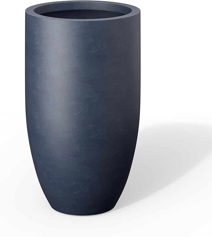 Kante 24 Inch Tall Round Concrete Planter, Large Plant Pots with Drainage Hole for Indoor Outdoor Plants, Modern Decor for Garden, Home, Patio, Porch, Charcoal