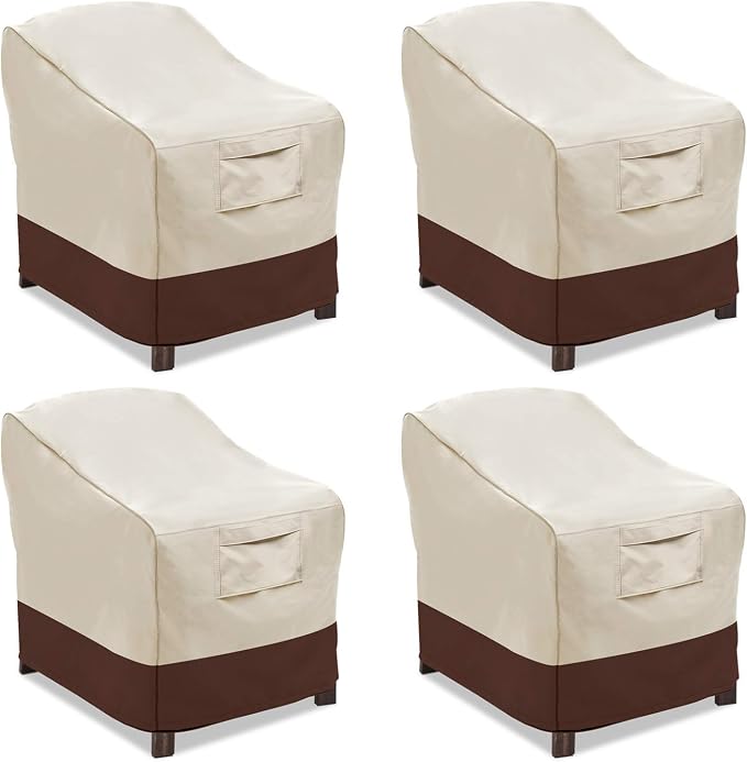 Vailge Patio Chair Covers, Lounge Deep Seat Cover, Heavy Duty and Waterproof Outdoor Lawn Patio Furniture Covers (4 Pack - Small, Beige & Brown) by VAILGE