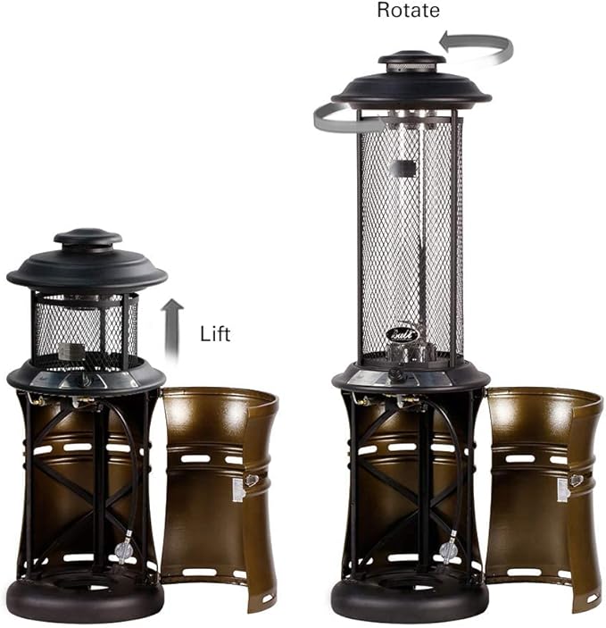 BALI OUTDOORS Gas Patio Heater - Floor-Standing Outdoor Commercial Heater, Round Dancing Flame, Wheels, Glass Tube, Suitable For Balcony, Veranda, BBQ Party