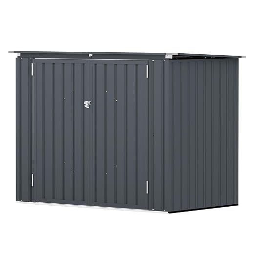 3'x6' Storage Shed, Outdoor Trash Can Storage Bike Shed, Waterproof Garbage Can Organizer with Chain Lid, Outdoor Storage Clearance for Patio, Garden, Backyard, Dark Grey - Image 9