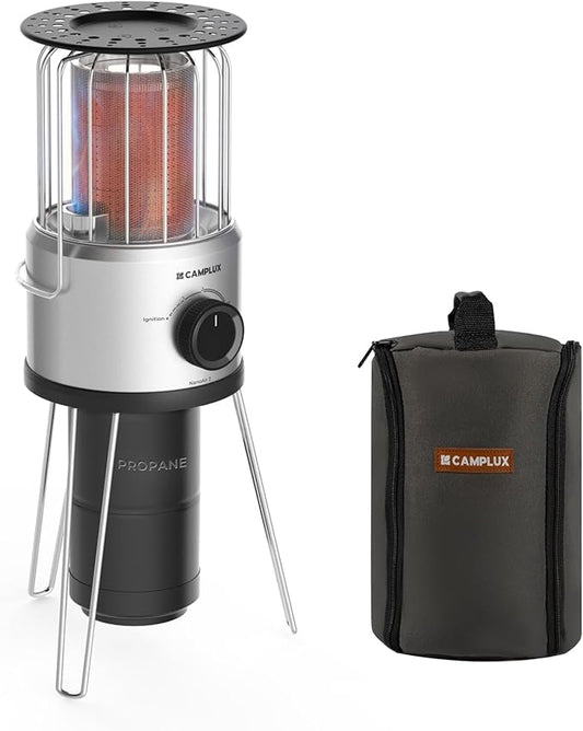 CAMPLUX Portable Propane Heater 8500 BTU, 2 Heating Modes Outdoor Heater for Camping with ODS & Tip-Over Protection, 4.2lbs Ultra Light with Storage Bag for Off-Go Hiking, Ice Fishing, Patio