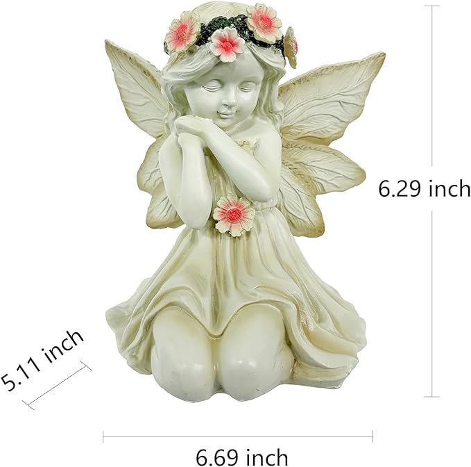 Solar Garden Outdoor Statues Lights, Resin Angel Figurine Light for Patio, Balcony, Yard, Lawn Ornament, Unique Housewarming Gifts and Yard Decor