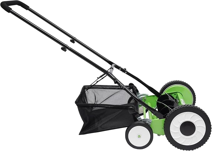 16 Inch 5-Blade Push Reel Lawn Mower with Grass Catcher Manual Push Mower with Adjustable Cutting Height 2.5 Inch Max, 4 Wheels Reel Mower for Small Yards Lawn Area (16 Inch) - Image 5