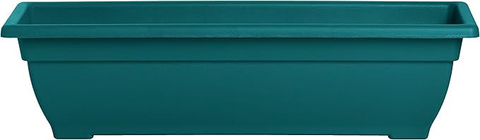 Rectangle Planter Box, 24 Inch Indoor/Outdoor Rectangular Planter, Durable UV Resistant, 4 Gallon Plastic Window Box Trough, Use for Herbs, Succulents, Vegetables (Gem | 4 Pack)