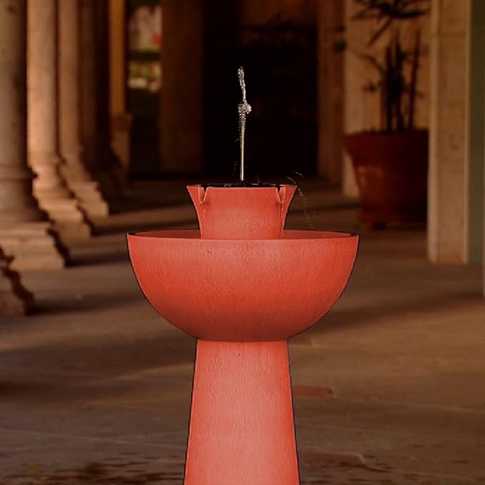 Bernini Alba Cordless Water Fountain - 26" Battery Powered Water Fountains Outdoor or Indoor for Garden, Patio, Deck, Porch and Home, Requires No Cords or Plumbing, with 3-in-1 Finial (Terracotta)