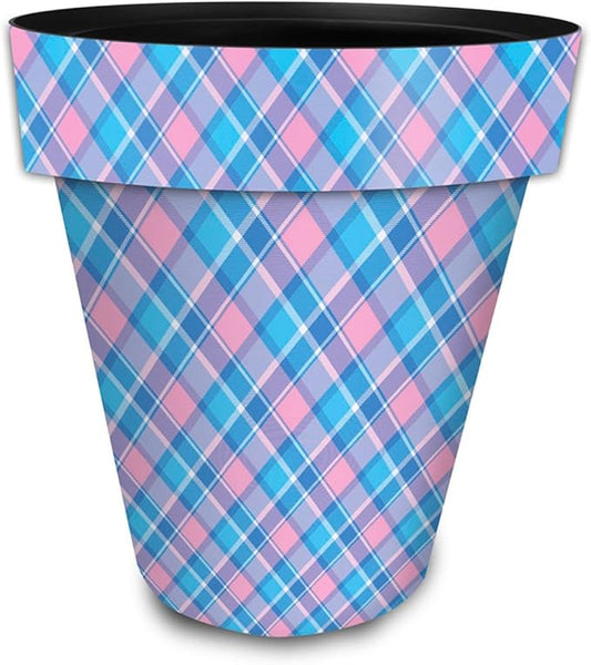 Briarwood Lane Pink and Blue Plaid Large Planter