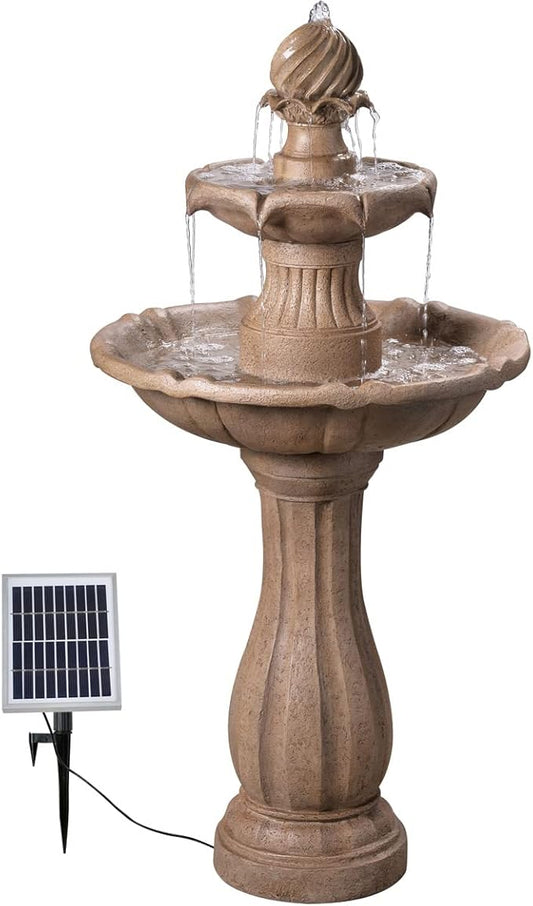 Kenroy Home 51009SNDST Frost Outdoor Solar Floor Fountain with Tan Finish, Traditional Style, 44" Height, 22" Width, 22" Depth