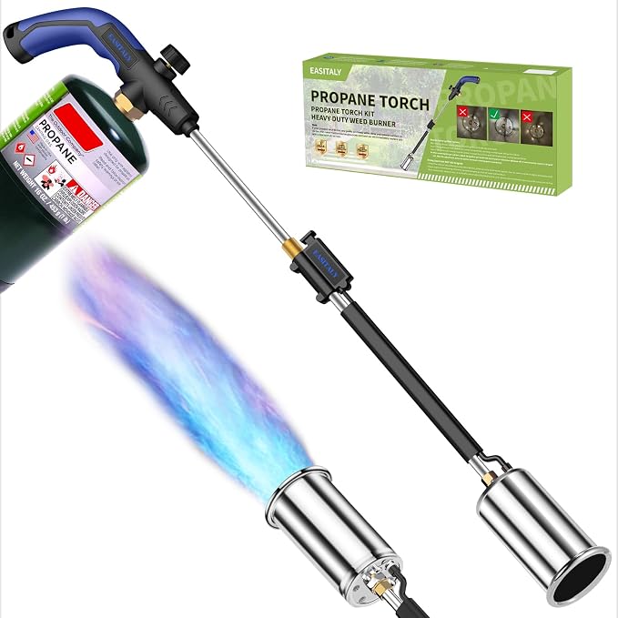 Heavy Duty Propane Weed Burner Torch, 30" Self-Igniting Flame Thrower with Rubber Grip for Garden Weeding, BBQ Lighting, Driveway & Snow Clearing(Fuel Cylinder Not Included) by EASITALY