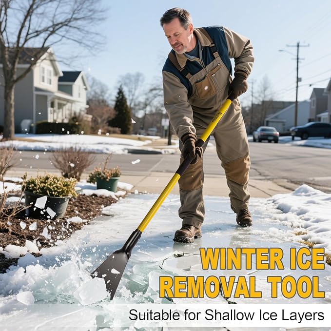 Nohovu Snow Shovel for Driveway Ice Removal, Heavy Duty Ice Scraper with Fiberglass Handle, 56 Inches - Image 3