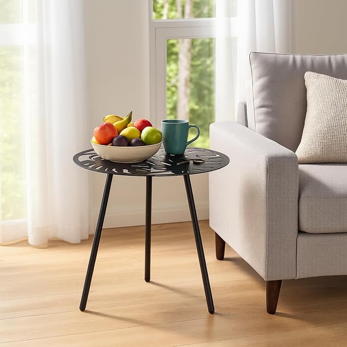 1 Pack Extra-Large Metal Outdoor Side Tables 18 Inches Outside End Table for Patio Round Accent Garden Corner Table for Small Spaces, Balcony, Porch Plant Stand Indoor - Image 2
