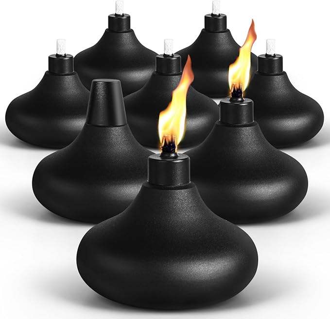 8 Pack Metal Table Top Torches, 24.5oz Citronella Torches for Outside, Refillable Flame Light Torch, Decorative Tabletop Lantern for Yard, Patio, Deck, Garden, Party, Landscape