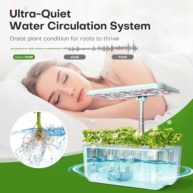 Ahopegarden Indoor Garden Hydroponics Growing System: 10 Pods Plant Germination Kit Herb Vegetable Growth Lamp Countertop with LED Grow Light - Hydrophonic Planter Grower Harvest Lettuce - Image 5