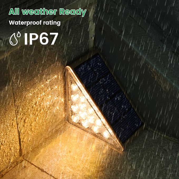 Solar Step Lights for Outside,4pack Solar Stair Lights Outdoor Waterproof IP67,Outdoor Deck Step Lights,Solar Outdoor Lights for Staircase,Patio,Front Step(Warm Brown)