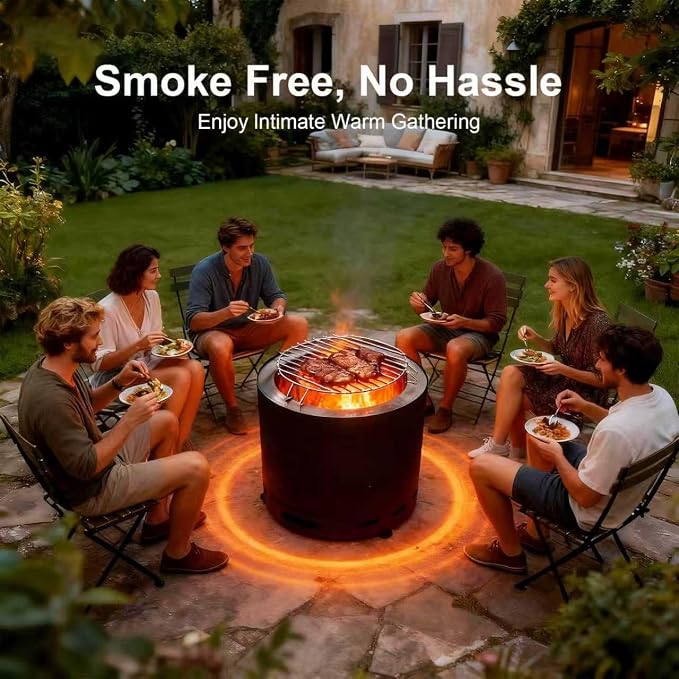 15" Smokeless Fire Pit, Portable Stainless Steel Wood Burning Outdoor Fireplace for Backyard, Patio, Garden, Picnic, Ideal for 2–4 People - Image 2