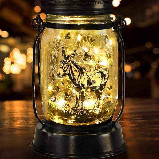 kyoryuger Donkey Gifts for Women/Men Donkey Solar Lanterns Mom Birthday Burro Animal Lovers Lantern Animal Memorial Lights Solar Garden Decoration for Yard, Patio,Backyard,Porch Torches, Home Decor
